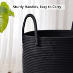 80L Large Black Laundry Basket Tall Woven Hamper for Clothes - Image 5