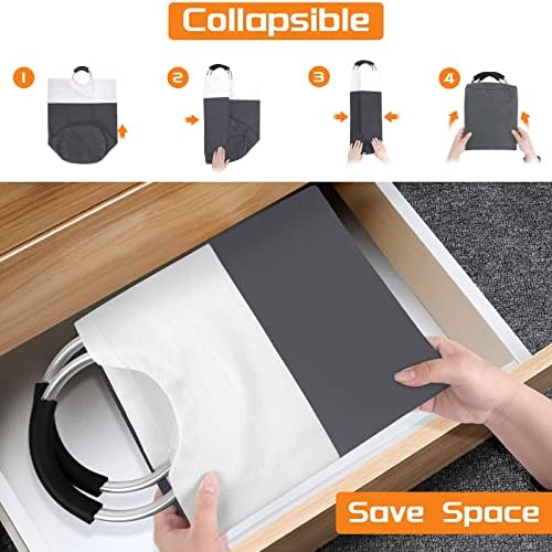 BlissTotes Laundry Basket, Laundry Hamper, Collapsible Laundry Baskets, Dirty Clothes Hamper, Waterproof Laundry Basket with Foam Protected Aluminum Handles for College Dorm, Family 90L (Gray) - Image 6
