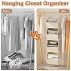 4 Shelf Hanging Closet Organizer Closet Storage for Wardrobe 2 Packs Beige | Hanging Storage Organizer for Closet Organizers and Storage, Hanging Clothes Organizer for Closet Organizer Closet Shelves - Image 6