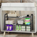 Expandable Under Sink Organizer with 10 Removable Panels, Adjustable Storage 2-Tier Shelf for Kitchen, Bathroom, Pantry,Multi-Purpose Expandable Cabinet Shelf Rack (19-35.5 Inch) (brown, Large) - Image 5