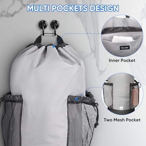 BALEINE 2PK 120L Laundry Bag Backpack, 900D Oxford Fabric Large Travel Laundry Bags with Shoulder Straps and 2 Mesh Pockets for College Dorm, Apartment, Laundromat (Gray, 120L) - Image 4