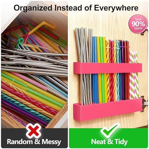 9.5” Large Acrylic Straw Holder for Cabinet Door, Adjustable Two-Part - Image 6