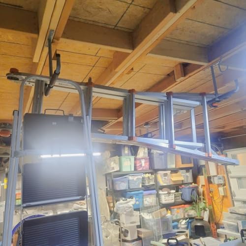 Heavy Duty Ceiling Garage Hooks, Overhead Garage Storage Rack, Wall Mounted Utility Hanger for Wood, Tools, Bicycle, Fishing Rod - Image 5