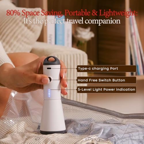 Vacbird Travel Vacuum Bags with Rechargeable Pump, Carry-On Space Saver | See Contents Easily with Transparent Bags, 1500mAh Pump Compresses 90+ Bags, Carry-On Size for Easy Travel Packing - Image 2