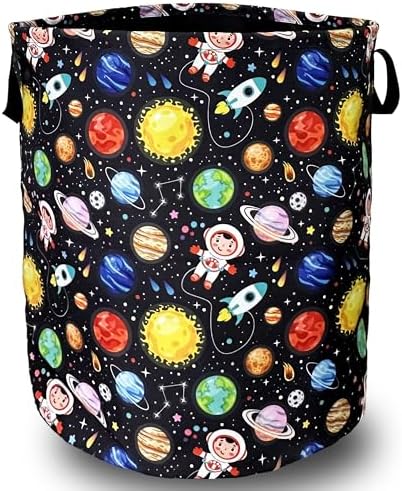 Funny Astronaut Laundry Basket Oxford Cloth Foldable Hamper 18.9x16.5In by SELIONLIKN