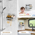 LEVERLOC Shower Caddy Suction Cup,Shower Organizer Bathroom Shelf,Grey 2pcs - Image 5
