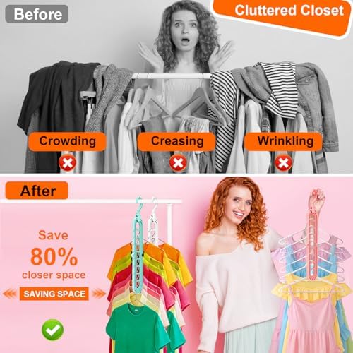 HEYHOUSE Closet Organizers and Storage,College Dorm Room Essentials Hangers | 4 Pack Multifunctional Organization and Storage Home Essentials Magic Space Saving Hangers with 9 Holes for Wardrobe Closet - Image 2