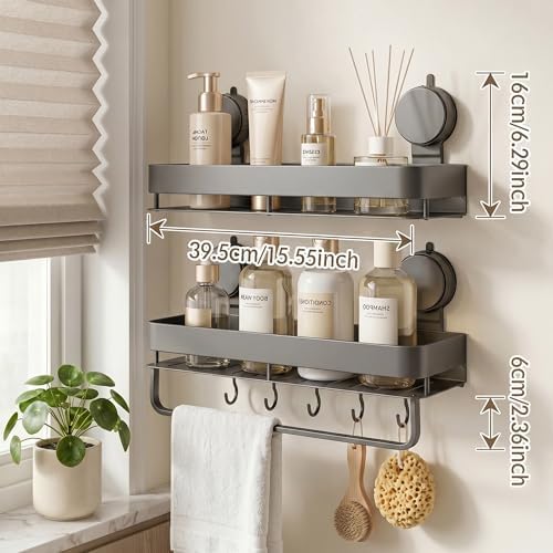 Aluminum Shower Caddy(2-Pack Gray),Shower Shelves for Wall. - Image 5