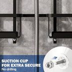 Aluminum Shower Caddy Hanging for Handheld Showerheads, Never Rust Shower Organizer with Hooks Holder Toothbrush Holder，Over Showerhead Caddy for Bathroom, Black - Image 4