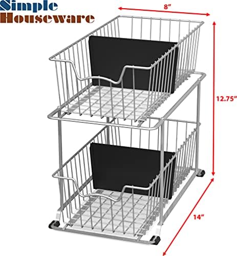 Simple Houseware 2 Tier Cabinet Wire Basket Drawer Organizer, Grey - Image 3