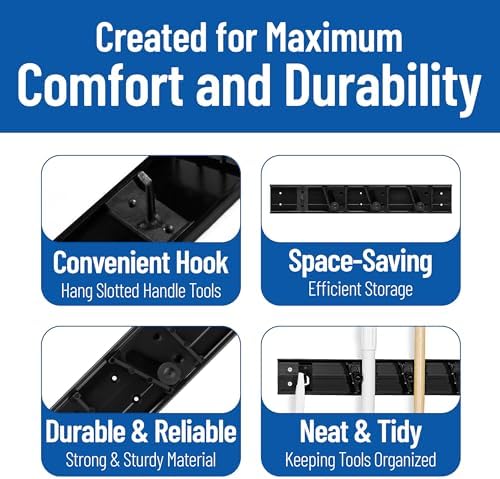 Carlisle FoodService Products Roll 'N Grip Plastic Broom Holder Wall Mount, Bathroom Organizer, Kitchen Organizer with Quick Release for Kitchen, Restaurant, Home, 1.75 Inches, Black, (Pack of 12) - Image 4