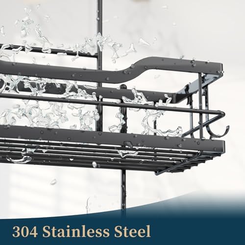Consumest Over The Door Shower Caddy - 3 Tier Shower Shelves Hanging with Soap Holders, Large Capacity Shower Organizer with 6 Hooks, Bathroom Rack and Storage, Black - Image 2