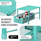 Simple Houseware Stackable Under Sink Sliding Basket Drawer, Turquoise - Image 4