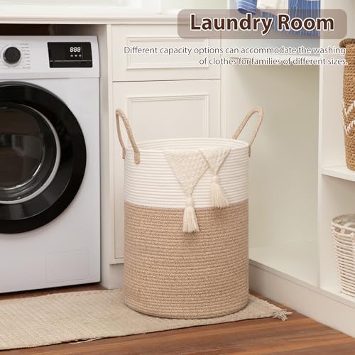 OIAHOMY 80L Nursery Hamper Laundry Basket Laundry Hamper Brown/White - Image 4