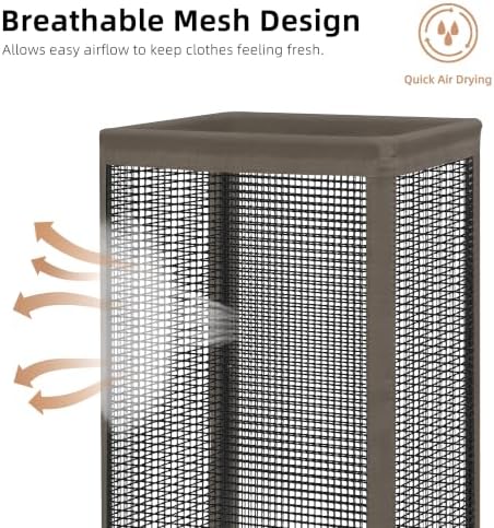 STORAGE MANIAC Mesh Laundry Hamper, 23.7 Gal. Tall Laundry Basket for Airflow, Strong Metal Dirty Clothes Hamper for College Dorm, Bedroom, Bathroom, Clothes Bin, Black & Coffee - Image 4
