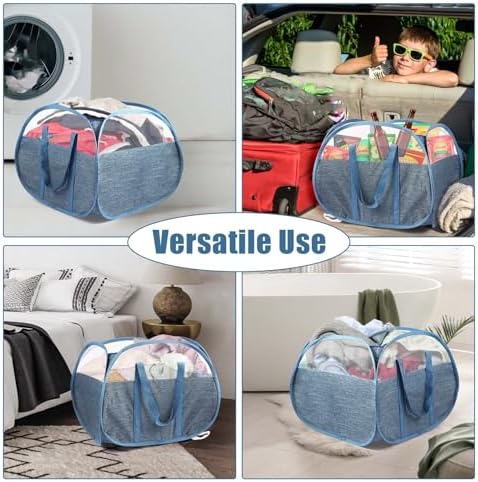 Collapsible Laundry Baskets, Tear Proof Pop Up Laundry Hamper with Large Capacity, Sturdy Foldable Laundry Basket, Easy to Carry Laundry Hamper for Home, Laundry Room, Bedroom, Dorm, Travel Blue - Image 7