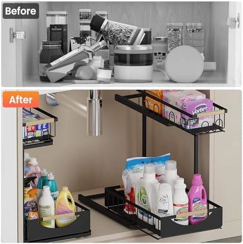 Under Sink Organizer and Storage for Bathroom and Kitchen - 2 Pack 2 Tier - Image 2