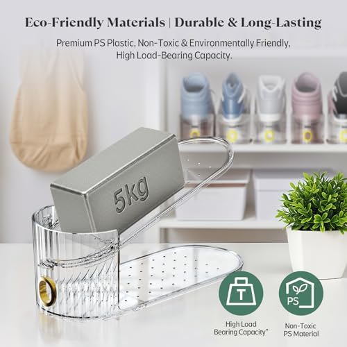 Clear 20 Pack Shoe Slot Organizer, Shoe Stacker Organizer Holders for A Pair of Shoes, Adjustable Thickening Double Layer 50% Shoe Space Saver Rack Storage for Closet (clear, 20 pack) - Image 4