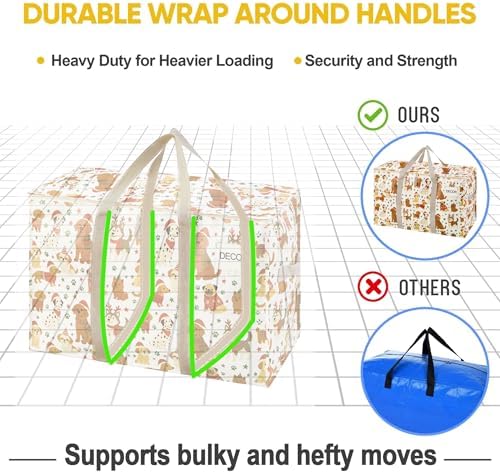VENO 4 Pack Heavy Duty Moving Bags, Extra Large Storage Bags with Reinforced Handles & Strong Zippers, Foldable & Reusable Moving Box Alternative for Clothes & Dorm Storage - Image 5