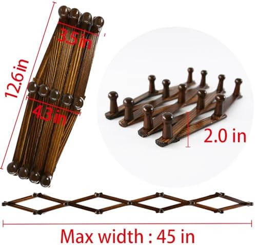 AMAPON Accordion Wall Hanger Expandable Coat Hat Rack 13Peg (Walnut) 2 Pack - Image 2