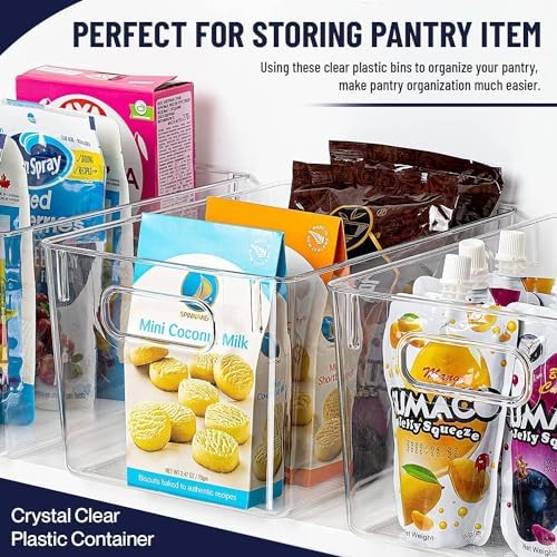 Clear Plastic Storage Bins, Pantry Organizers and Storage Containers Fridge Organizer Bins for Organizing Kitchen Cabinet Organizer Bin Bathroom Freezer Refrigerator Organization - Image 5