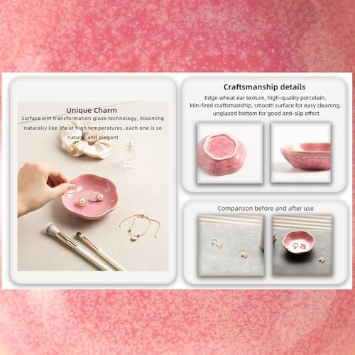 Ceramic Jewelry Tray, Ring Holder Floral Trinket Bowl for Women - Image 5