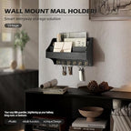 Rebee Vision Mail Organizer Wall Mounted with 6 Key Hooks, Black - Image 3