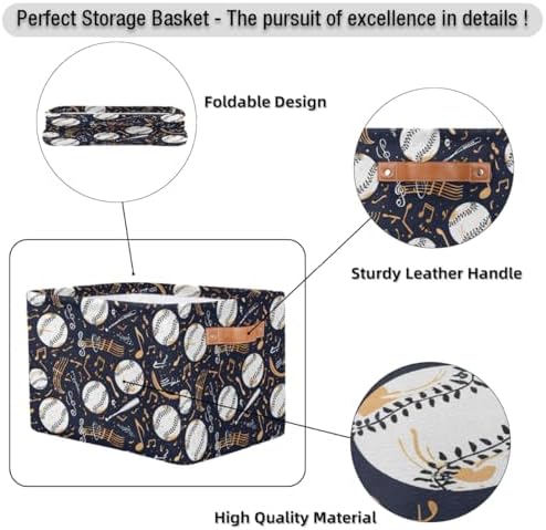 Musical Notes Storage Basket Toy Storage Bins Collapsible Cube Organizer - Image 6