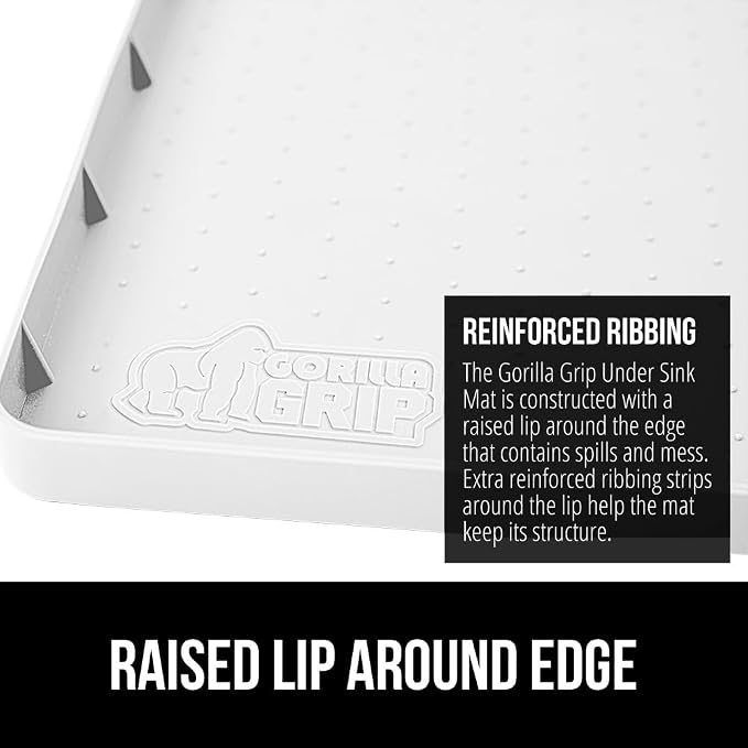 GORILLA GRIP Waterproof Silicone Under Sink Mat, Stay in Place, 15x22 White - Image 5