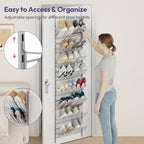 SWTYMIKI Over the Door Shoe Organizer - Adjustable 8 Tier Hanging Shoe Rack Organizer, Metal Heavy Duty Behind Door Storage or Wall Mount Shoes Shelf for Flats, Heels, Sneakers, Boots, Silver - Image 6