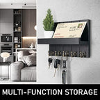 Rebee Vision Key Holder Wall Mount with Shelf &Hooks for Living Room, Black - Image 2