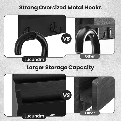 Mail and Key Holder, Wall Key Holder with 2 Mail Organizer Slot and 3 Hooks - Image 4