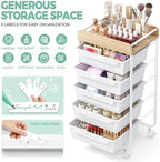 SYKIARIOL Utility Cart with Drawers,Craft Cart with 5 Drawers,White - Image 4