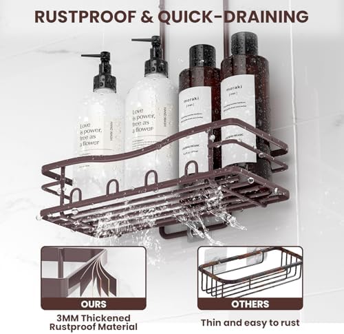 Rustproof Shower Caddy Hanging with Soap Holders for Bathroom, Bronze - Image 4