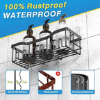 EUDELE 5-Pack Rustproof Stainless Steel Shower Caddy Set– No Drill Adhesive Bathroom Organizer, Space-Saving Shower Shelves for Apartment Essentials, Bathroom/Kitchen Storage Home Decor-L Size - Image 6