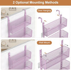 VyGrow Over The Door Organizer, Metal Door Organizer Hanging with 5 Adjustable Baskets and Coat Hook, Behind The Door Storage for Bedroom Closet Bathroom Pantry Cabinet Kitchen, Purple - Image 4