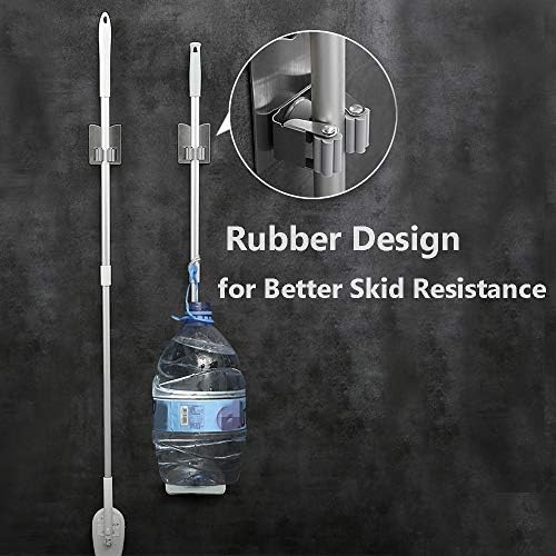 HANZE Stainless Steel Mop Broom Holder Organizer, Self Adhesive Wall Mounted Mop Organizer Storage Rack Clip for Kitchen Bathroom and Garage (Model 2 (2 Pakck)) - Image 2