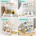 Under Sink Organizer, Extra-Wide Upgrade, 2 Pack 2 Tier Metal Slide Out Cabinet Organizer, Height Adjustable Organization and Storage Series, Bathroom/Cabinet/Kitchen organization, White - Image 5
