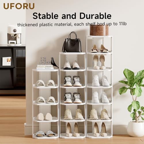 UFORU 9-Tier Small Vertical Shoe Rack,Plastic Shoe Organizer,Narrow Spaces - Image 4