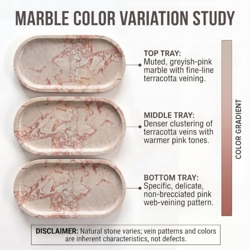 YKAJO Calacatta Viola Pink Oval Marble Tray, 9.8x4.7 Vanity Organizer Dish - Image 4
