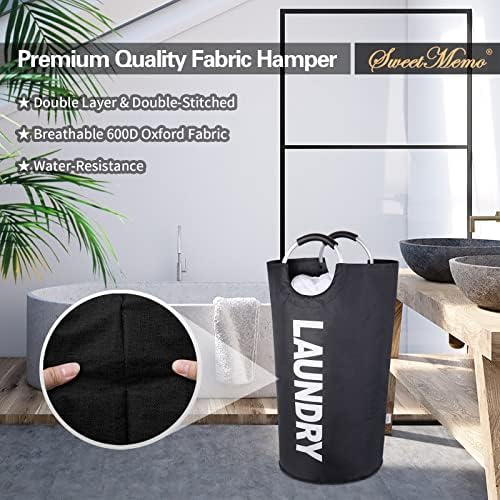 Large Laundry Basket, Laundry Hamper Bag with Handles, 115L Black - Image 2