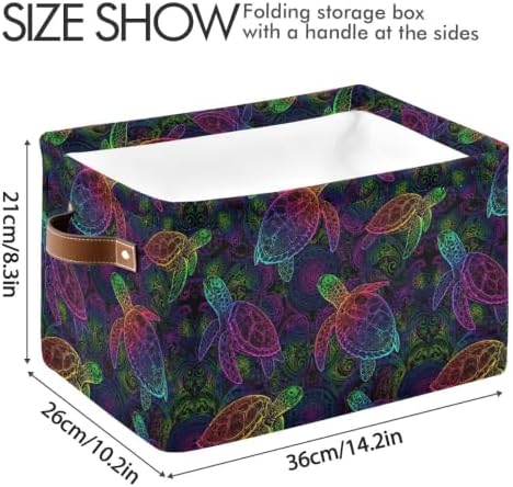Rectangular Storage Basket Neon Animal Turtle Tortoise Organizer Bin Shelf Baskets For Clothes For Home Office Dorm - Image 3