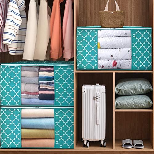 Storage Bags 100L 3Pack Clothes Organization and Storage Containers | Large Blanketfor Bedding, Comforters, Foldable Organizer with Reinforced Handle, Clear Window, Sturdy Zippers, Green - Image 3