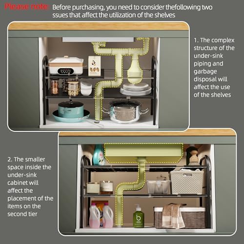 Under Sink Organizers and Storage,Expandable under cabinet organizer Shelf - Image 4