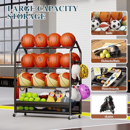 Homeiju Sports Equipment Organizer, Double Ball Storage Rack - Image 6