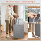 Foldable Laundry Hamper with 2 Removable Drawstring Bags,Portable Laundry Basket with Lid & Easy Carry Handle,Durable Clothes Hamper for Space-Saving Organizer in Bedroom,Bathroom,Dorm,Nursery,RV,Grey - Image 3