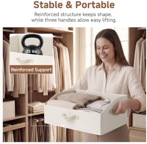 StorageWorks Closet Storage Bins Trapezoid, Beige, Large, 3-Pack - Image 4