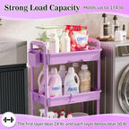 SUNALLY 3 Tier Rolling Cart with Drawer,Craft Storage Cart Organizer,Purple - Image 5