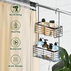 YUOROS 2 Tier Hanging Shower Caddy (Black) - Image 2