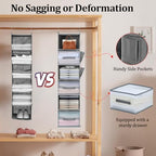 Hanging Closet Organizer, 6-Shelf w/ 3 Drawers & Pockets, Black | No tool installation required, made of non-woven fabric, suitable for all wardrobe storage, with strong load-bearing capacity - Image 6